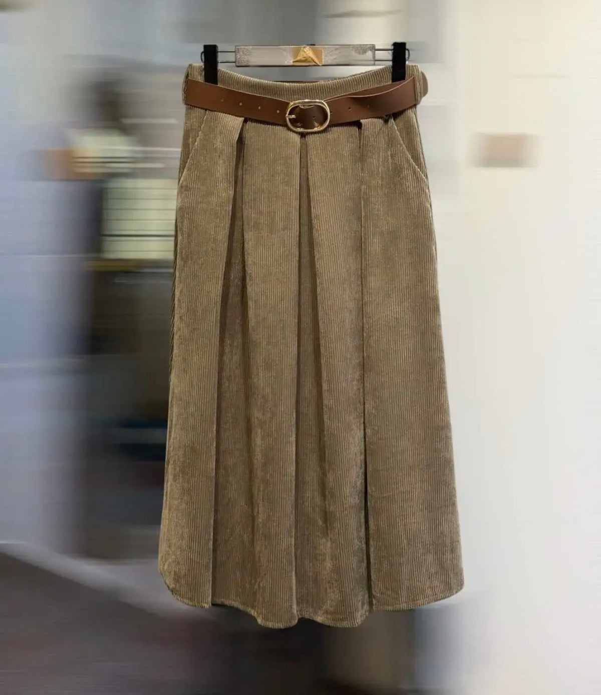 Jupe NORA en velours marron