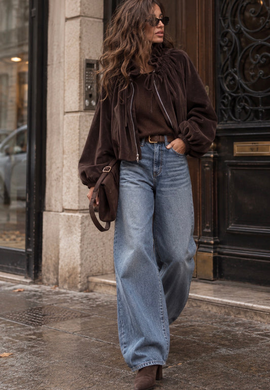 Blouson velours - MARCELINE - Chocolat