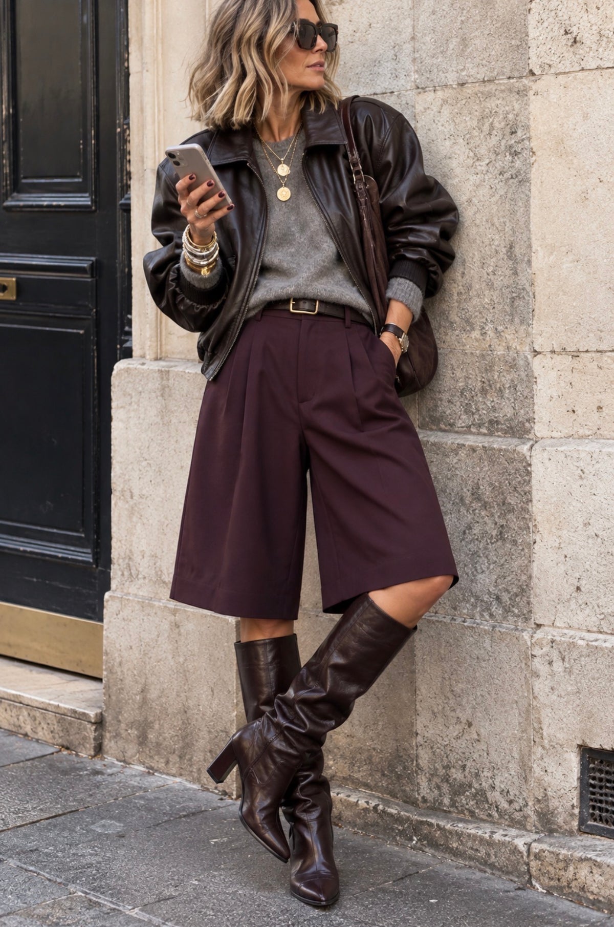 Jupe culotte - MANUELLE - Prune
