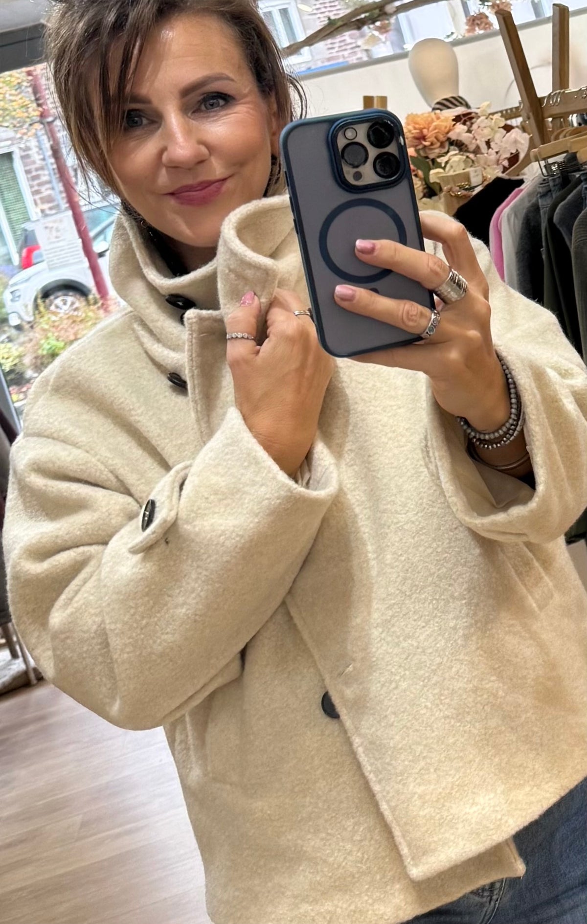 Manteau col montant-  MAUREEN - Ecru