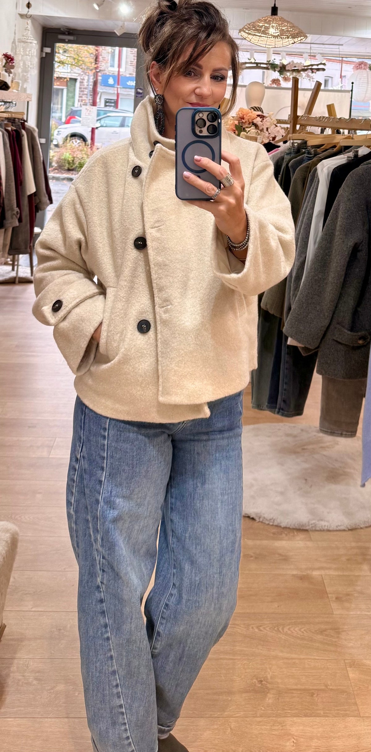 Manteau col montant-  MAUREEN - Ecru