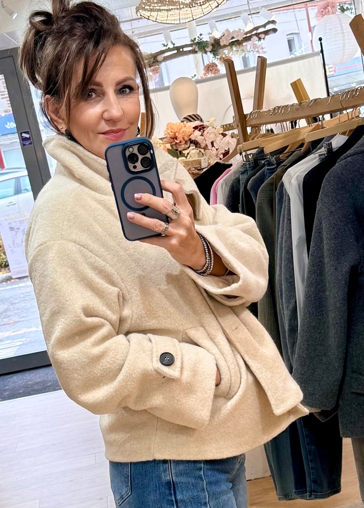 Manteau col montant-  MAUREEN - Ecru