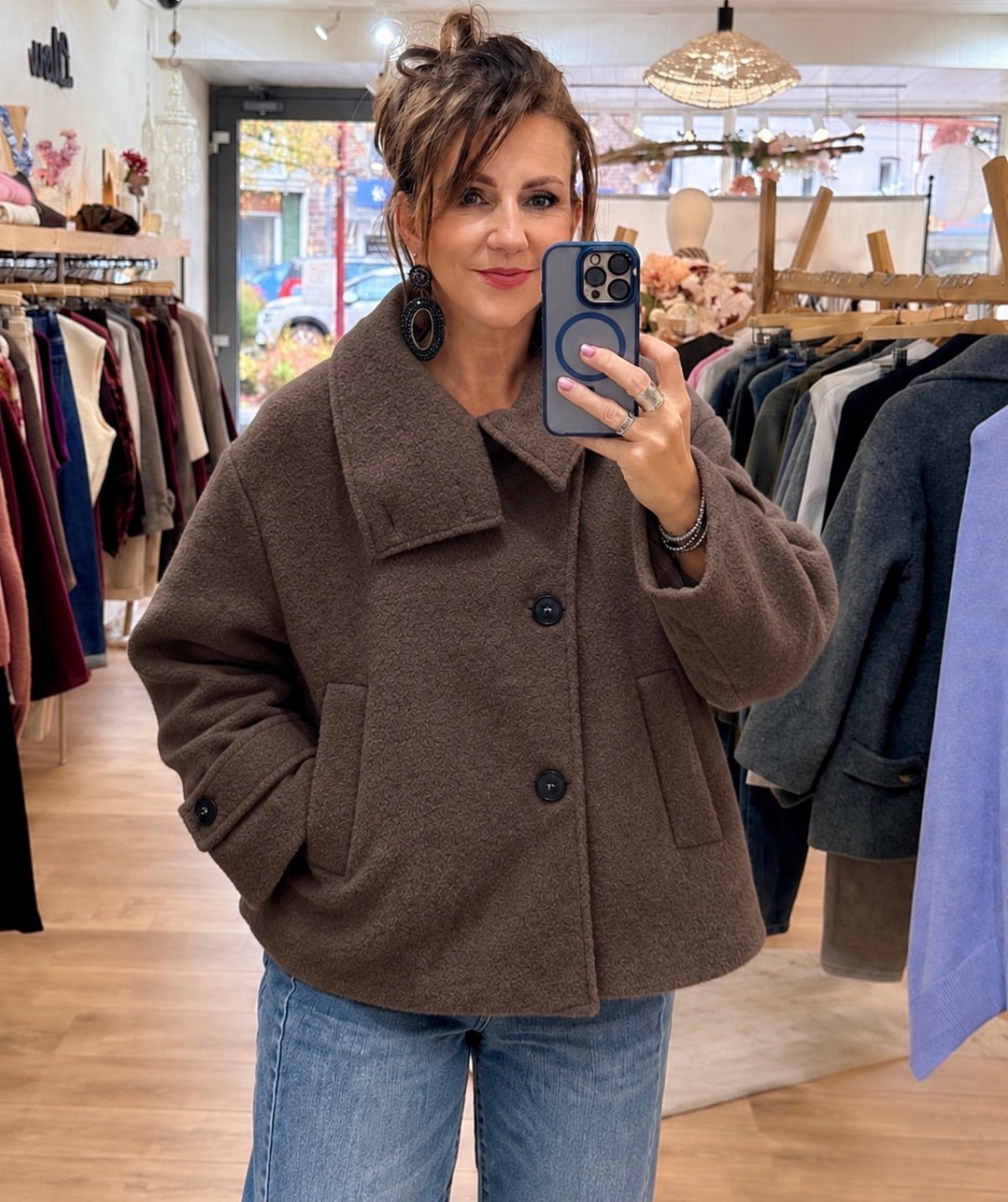 Manteau col montant-  MAUREEN - Marron