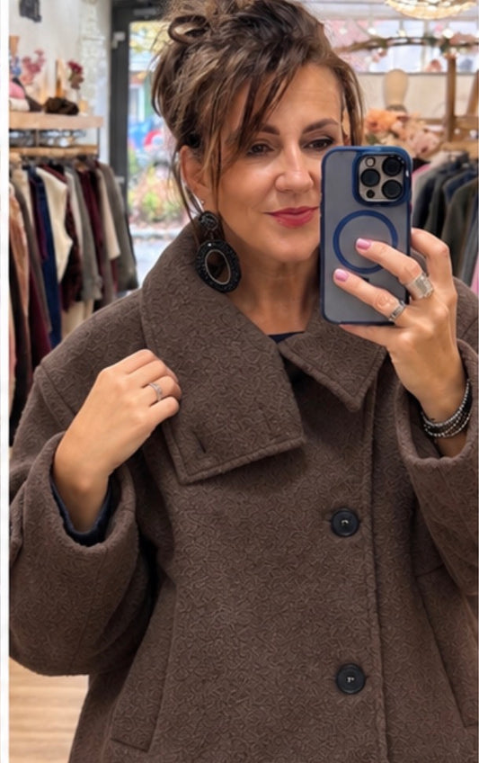 Manteau col montant-  MAUREEN - Marron