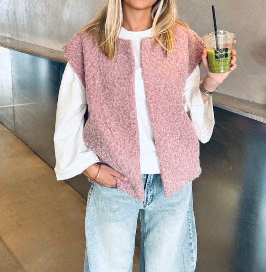 Veste sans manches  FAUSTINE vieux rose