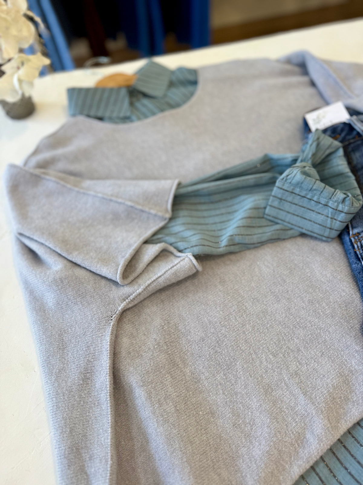 Pull oversize "MILA"- Douceur Italienne gris clair