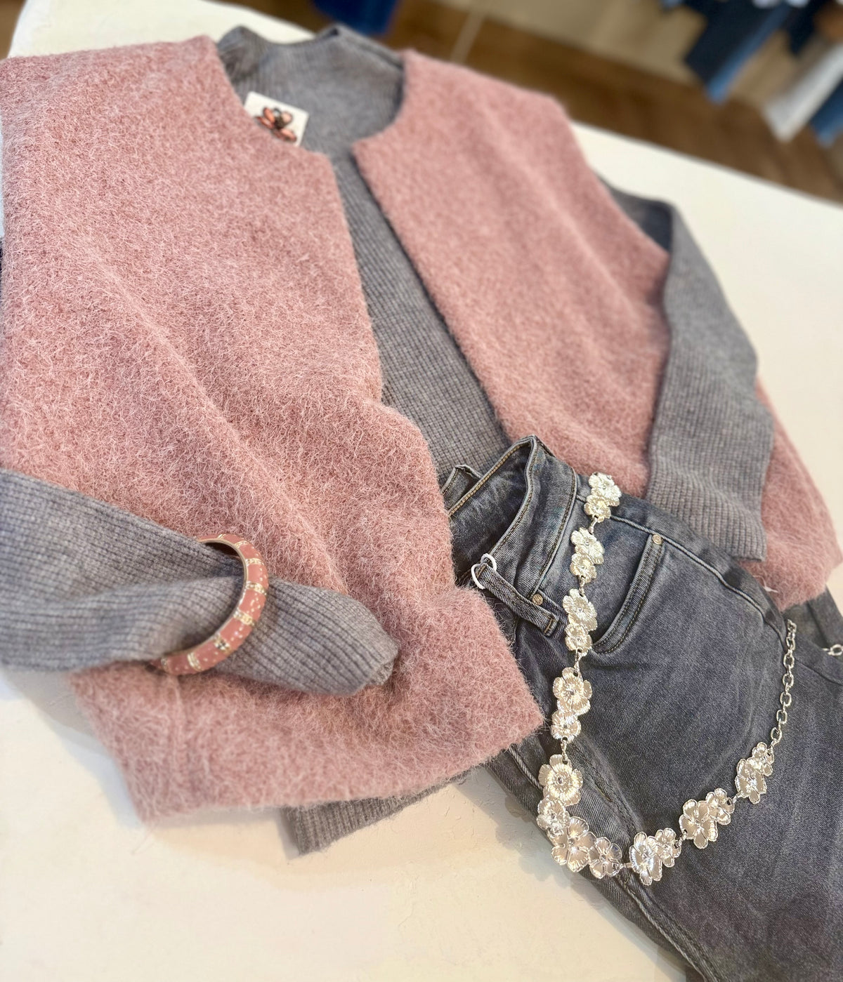 Veste sans manches  FAUSTINE vieux rose